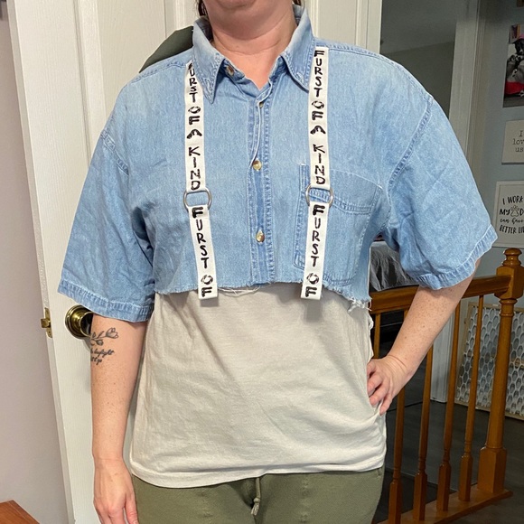 Furst Of A Kind Vintage Cut Off Button Down Top OS - Picture 12 of 12